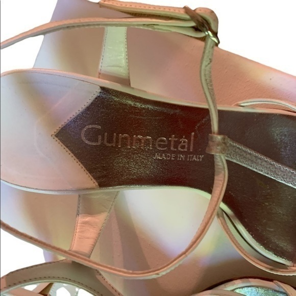 Gunmetal White & Silver Strappy 3” Sandals EU 38 - Picture 11 of 11